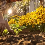 Plantée à 30 cm en avril, cette vivace crée un mur de fleurs que le manque d’eau ne freine pas