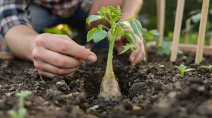 Regardez la tige de votre plant de tomates : elle indique exactement à quelle profondeur l’enterrer